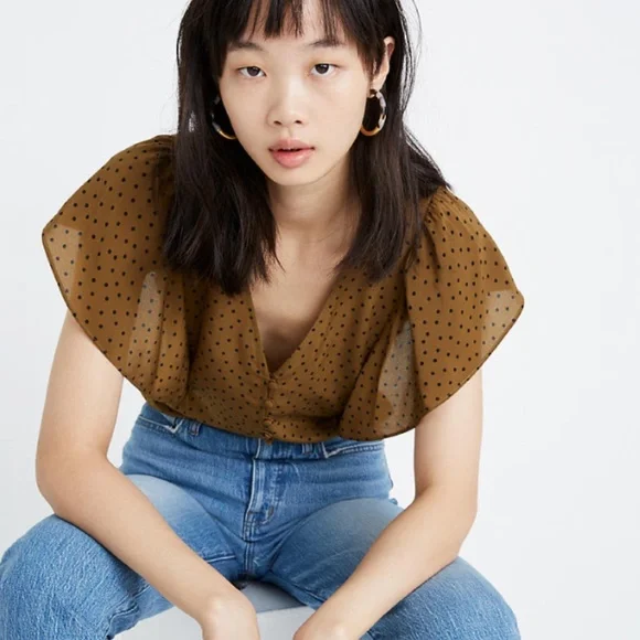 Madewell Brown Polka Dot Blouse - Picture 2 of 6